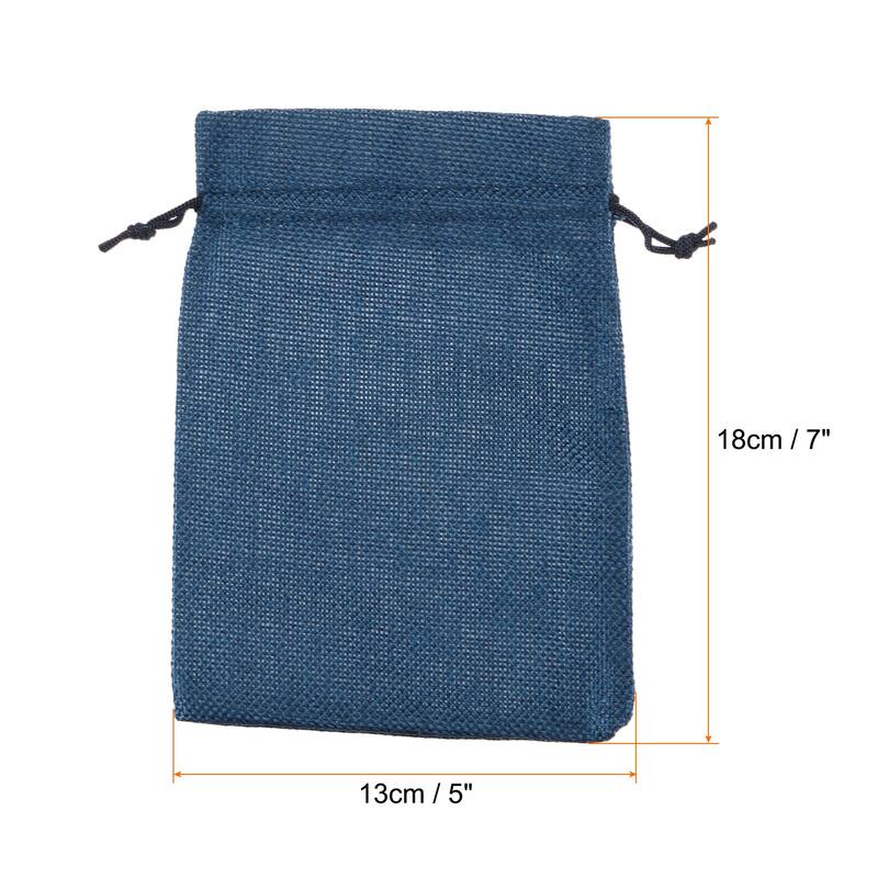 25Pcs Drawstring Burlap Gift Bags 5" x 7" Linen Sack Jewelry Pouches - 5" x 7" - Navy Blue