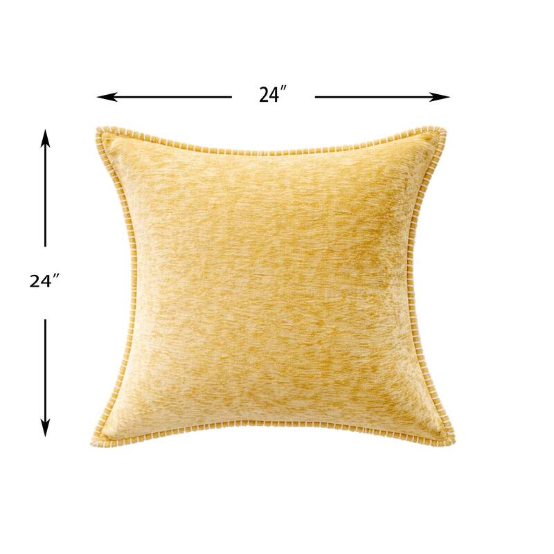 Textured Throw Pillow with Stitched Contrast Edge Set of 2