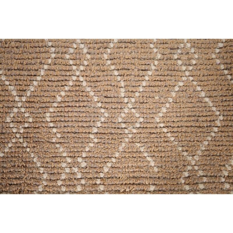 Earth Tone Moroccan Oriental Area Rug Handmade Brown Wool Carpet - 6'0"x 9'10"