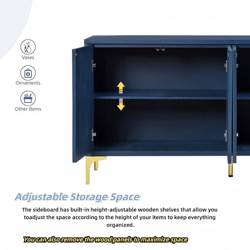 Multi-Functional Storage Cabinet,Four-Door Sideboard with unique texture,Adjustable Shelves