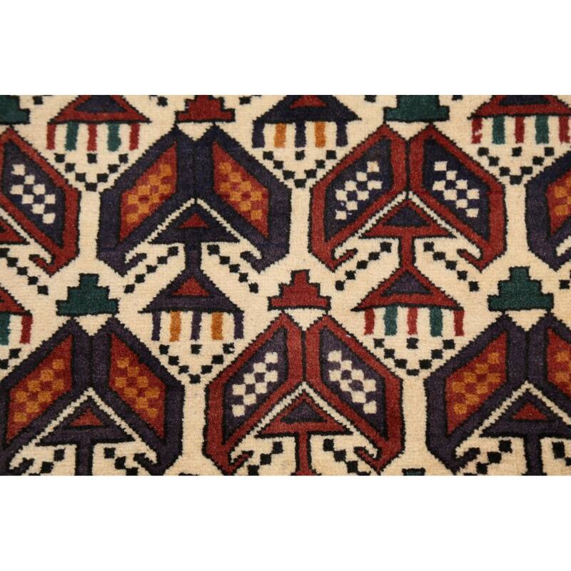 Vegetable Dye Geometric Sirjan Persian Area Rug Handmade Wool Carpet - 3'1" x 4'9"
