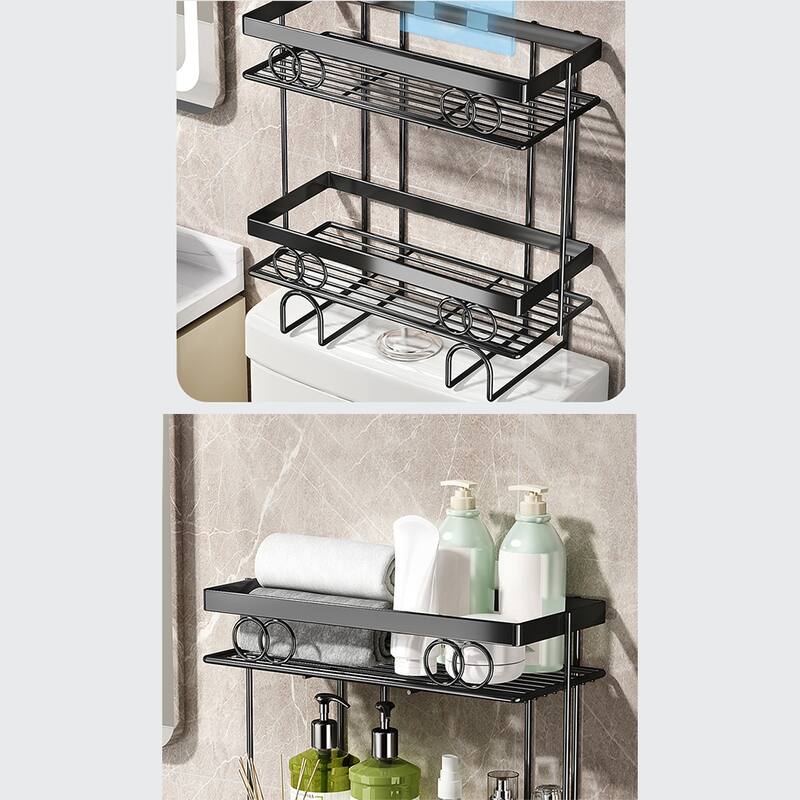 Over The Toilet Storage Shelf, Large Capacity Bathroom Storage Organizer, Punch-Free Metal Home Storage Rack