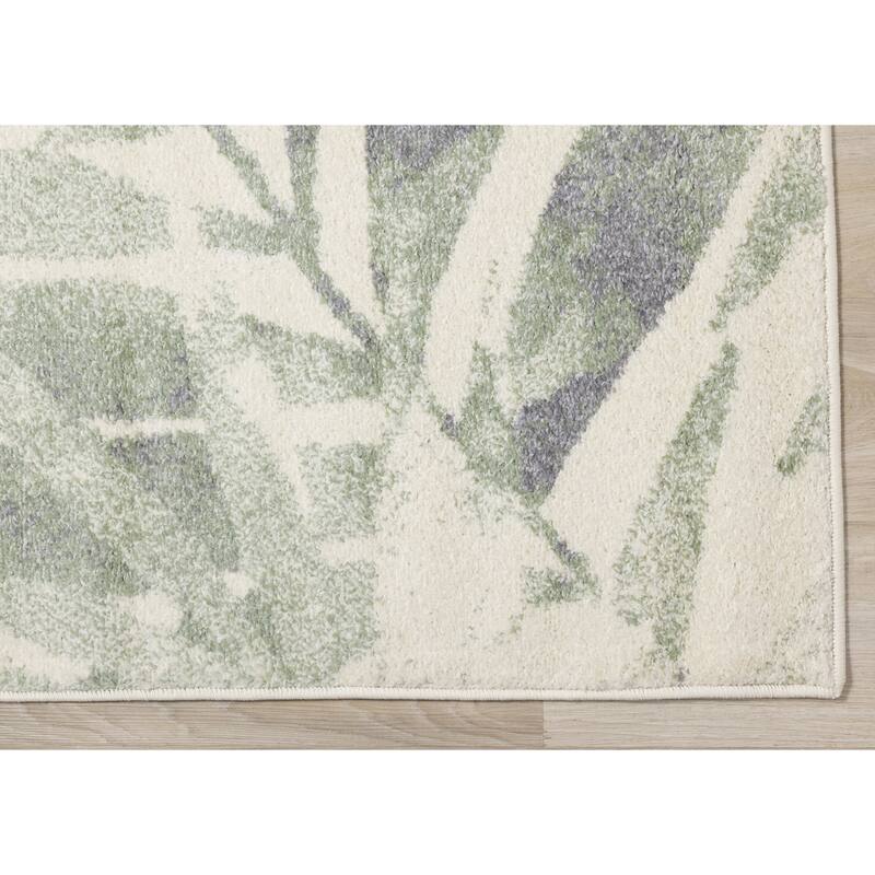 Flynn Collection - Cream/Green Palm Branch Rug