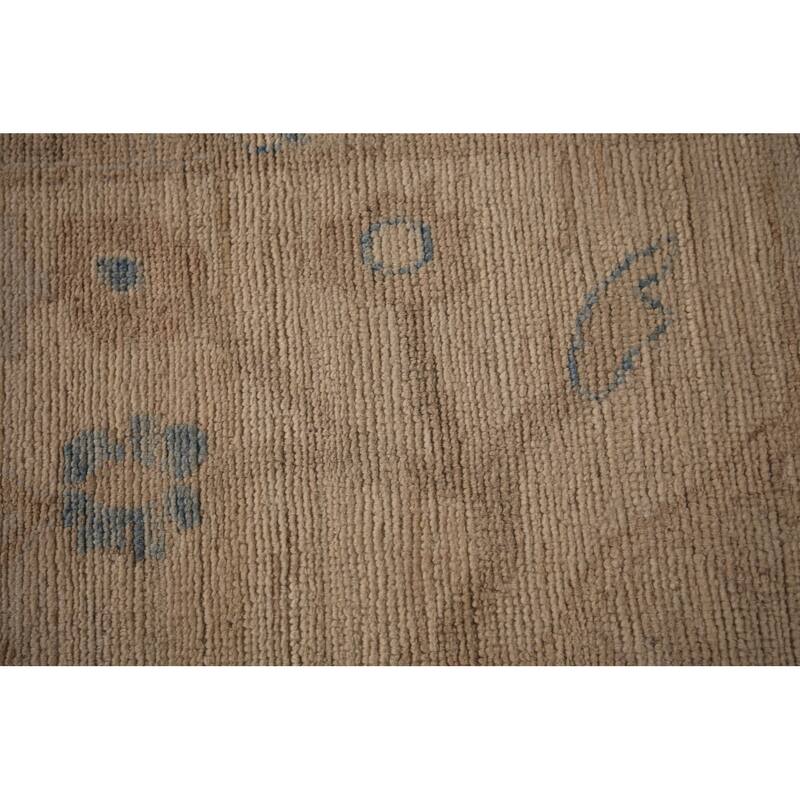 Vegetable Dye Blue Oushak Turkish Area Rug Hand-Knotted Wool Carpet - 8'2" x 9'11"