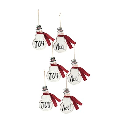Joy and Noel Snowman Ornament (Set of 6)