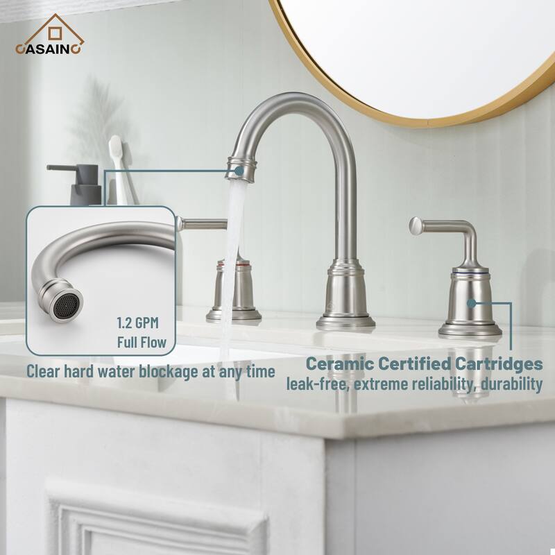 8 in. Widespread Double Handle Bathroom Faucet with Drain Kit Included