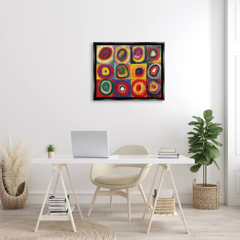 Stupell Modern Circle Shapes Aligned Abstract Swirl Pattern Floater Frame, Design by Wassily Kandinsky