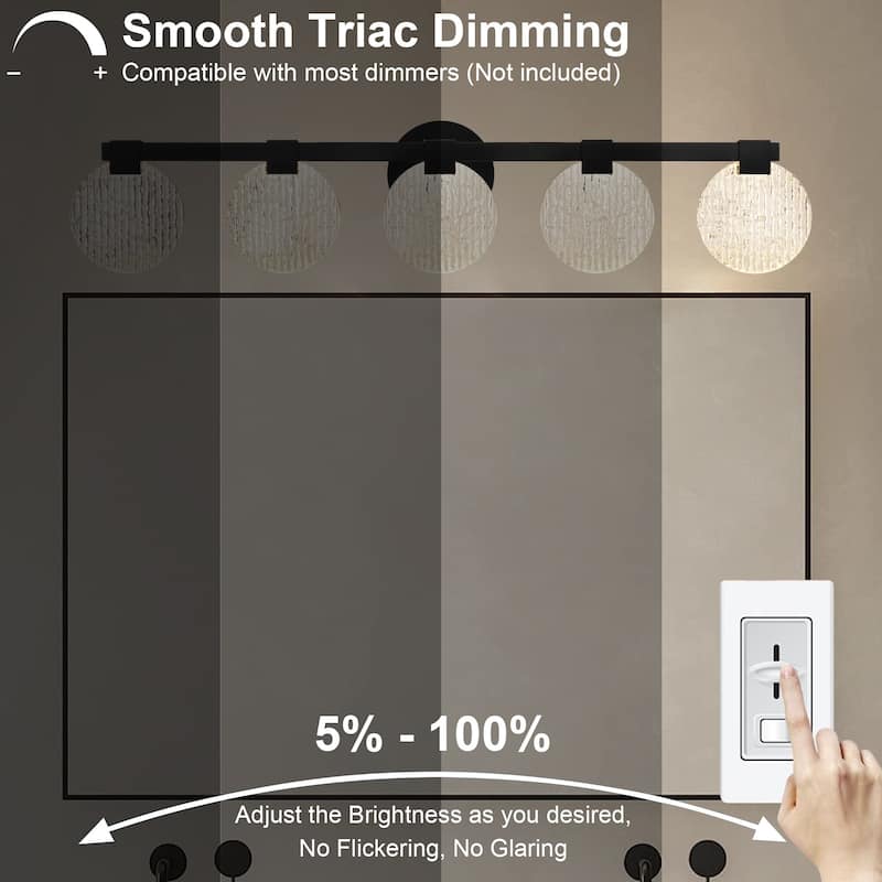 Modern 5-Light Black Vanity Light