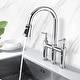 preview thumbnail 9 of 20, Transitional Bridge Kitchen Faucet with Pull-Down Sprayhead, Double Handle Kitchen Sink Faucet