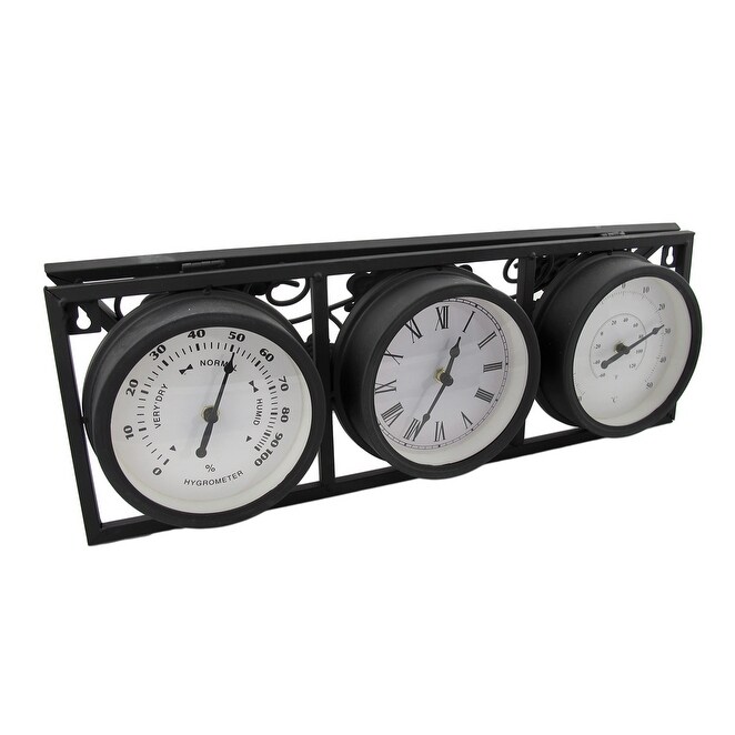Shop Outdoor Wall Mounted Clock Thermometer Hygrometer Overstock