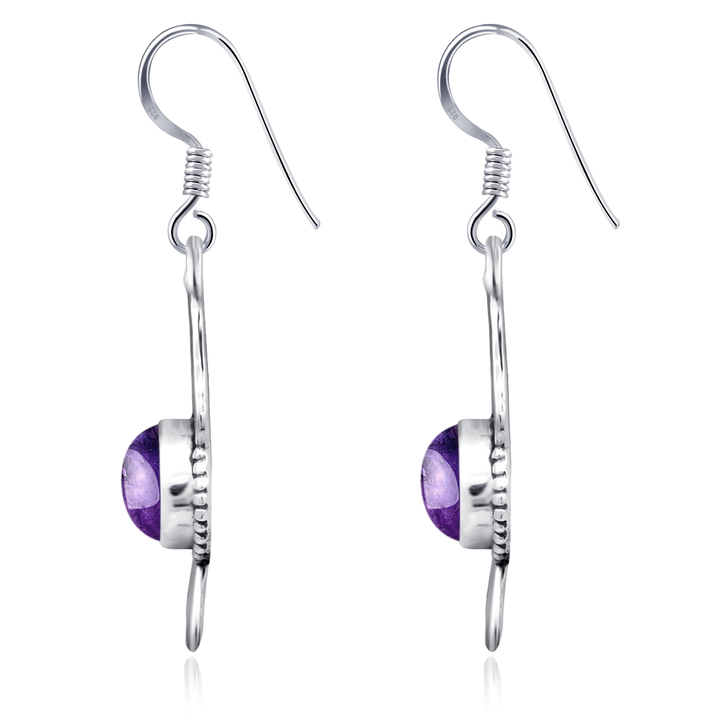 Details about   Amethyst and Moonstone Double Round Gem 925 Sterling Silver Dangle Earrings