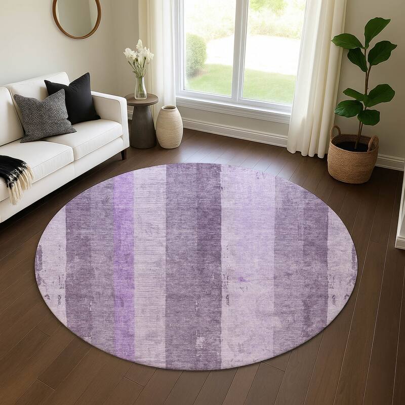 Premium Washable Super Soft Modern Stripe Mayfield Rug - Purple - 8' x 8'