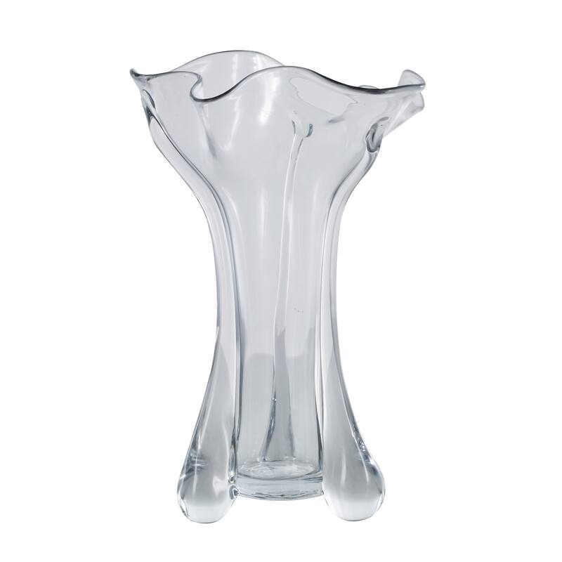 Clear Glass Fluted Tulip Abstract Vase