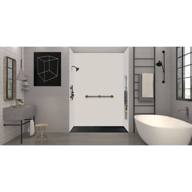 Transolid FZS6040C-09 60-in L x 39.4-in W Zero Threshold Center Drain Shower Base, Black - 60-in L x 39.4-in W