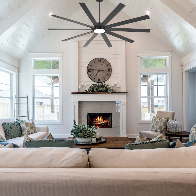 Large 84"/72" Reversible 10-Blade Integrated Ceiling Fan with LED Light Kit and Remote