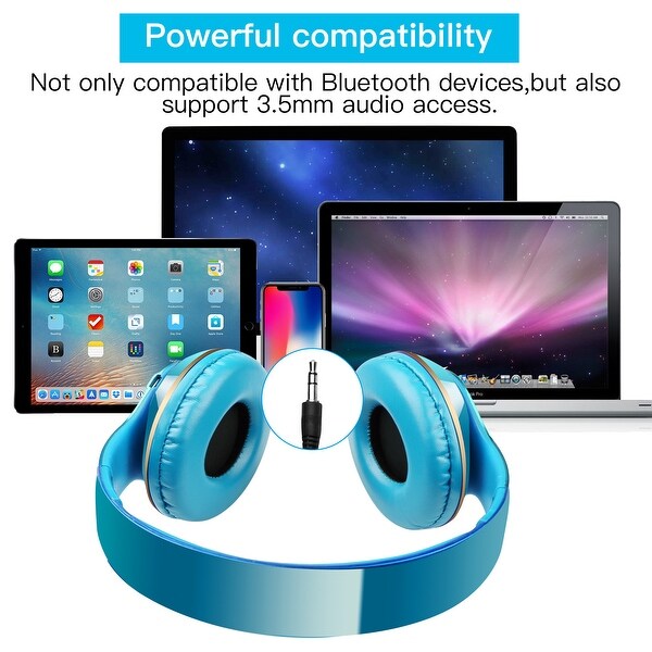 AGPTEK Wireless Bluetooth Headphones Stereo Heavy Bass Earphones Over the Ear Headset with 3.5mm Audio Port. Opens flyout.