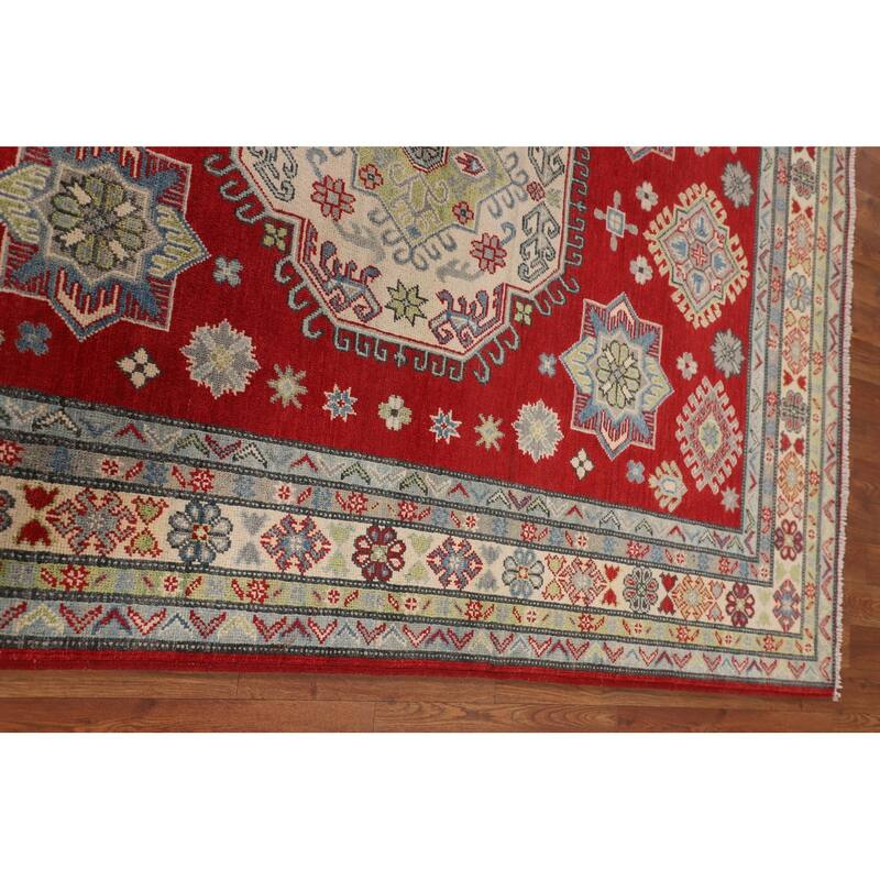 Red Kazak Oriental Area Rug Bedroom Hand-Knotted Wool Carpet - 5'0" x 6'9"