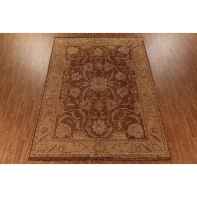 Traditional Floral Agra Indian Area Rug Handmade Wool Carpet - 9'3"x 12'4"