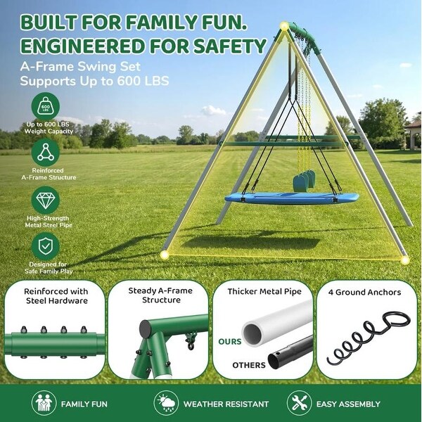 Klokick 7.3ft Tall 600lb Heavy Duty Swing Set with 1 Platform