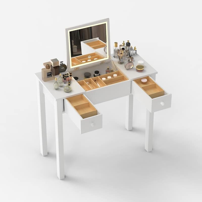 32.99‘’ Makeup Storage Table Makeup With LED Light &Mirror