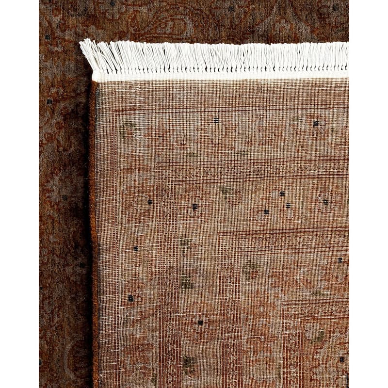 Overton Hand Knotted Wool Vintage Inspired Modern Contemporary Overdyed Brown Area Rug - 8' 1" x 10' 5"