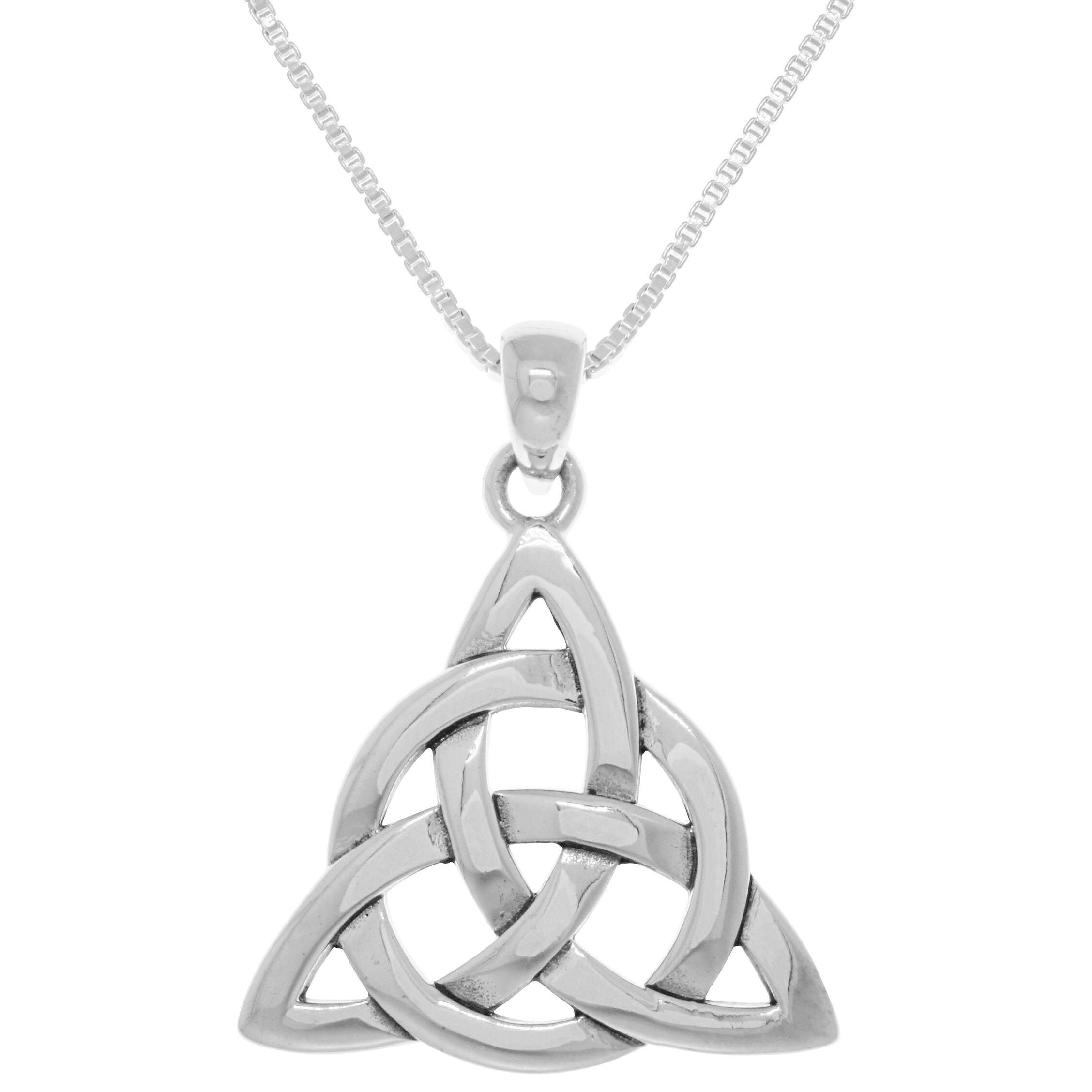 Sterling Silver Celtic Triquetra Circle Of Life Pendant On Box Chain Necklace Overstock 13733971 The remaining box we have in inventory has some noticeable glue damage on the inner lid, see the second photo. sterling silver celtic triquetra circle of life pendant on box chain necklace