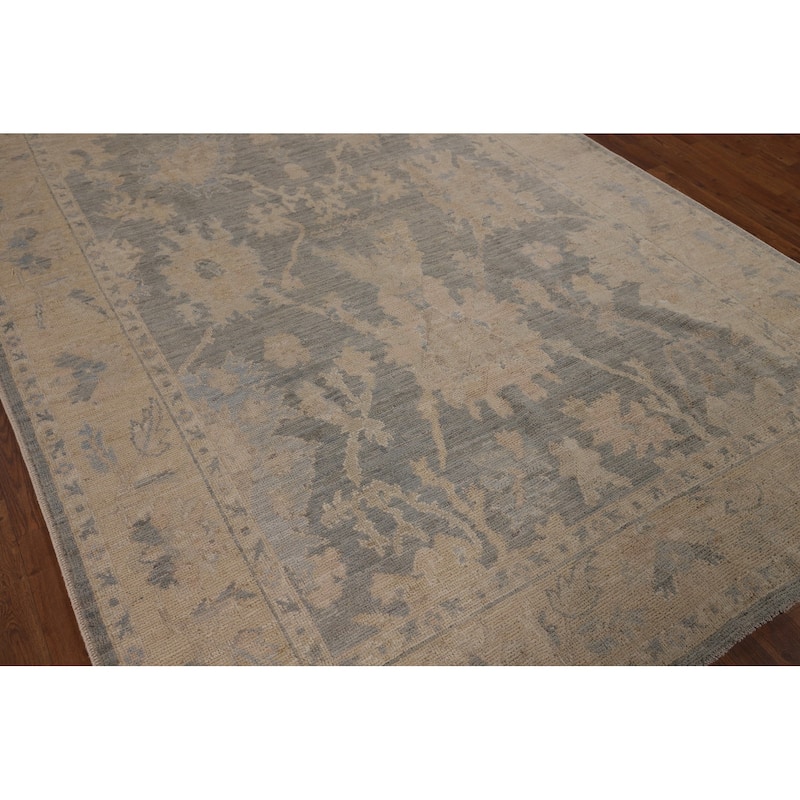 Vegetable Dye Grey Oushak Oriental Area Rug Hand-Knotted Wool Carpet - 6'2"x 9'2"