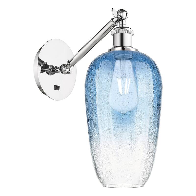 Innovations Lighting 317-1W-15-7 Brookhaven Flute Sconce Brookhaven - Polished Chrome / Sapphire Blue