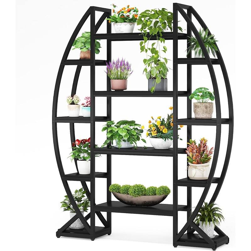 5 Tier Plant Stand Indoor, Half-Moon Shaped Large Plant Shelf