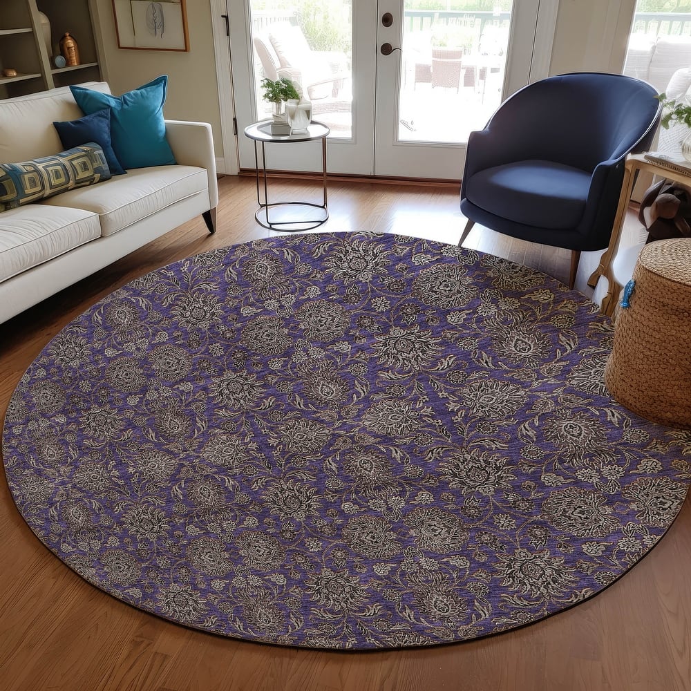 Machine Washable Indoor/ Outdoor Chantille Traditional Floral Rug