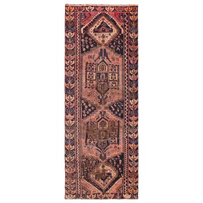 ECARPETGALLERY Hand-knotted Melis Vintage Black, Red Wool Rug - 3'8 x 9'9