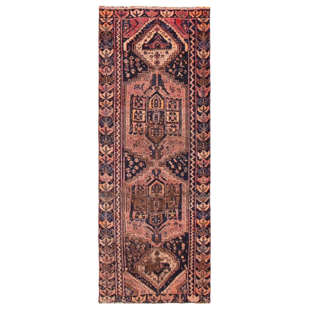 ECARPETGALLERY Hand-knotted Melis Vintage Black, Red Wool Rug - 3'8 x 9'9