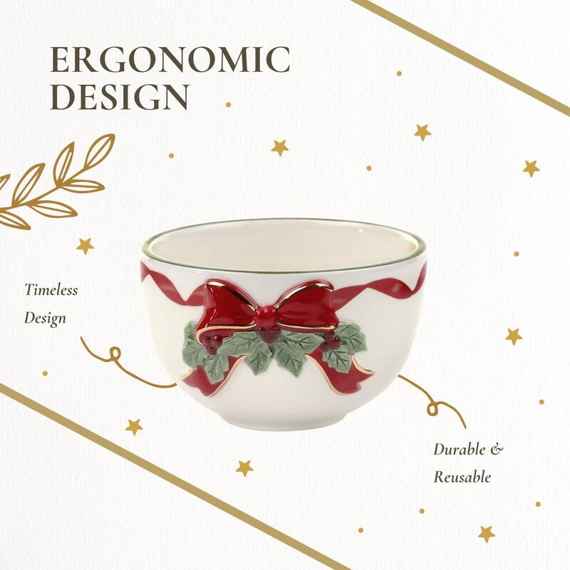 Spode Christmas Tree Ribbons Tea Light - 2.25" D x 3.75" H
