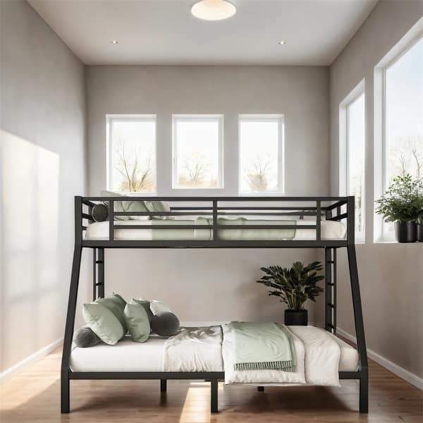 slide 2 of 9, Twin XL over Queen Metal Bunk Bed with Ladder for Teens and Adults
