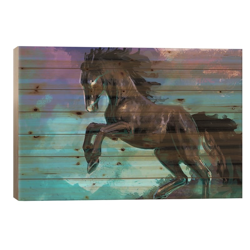 Azure Print On Wood by Louise Goalby - Multi-Color - 18x26x1.5