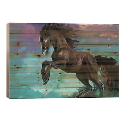 Azure Print On Wood by Louise Goalby - Multi-Color