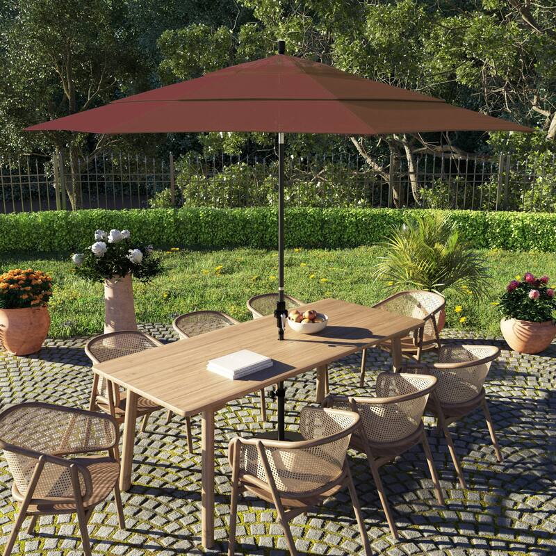 California Umbrella 11' Rd. Alum/Fiberglass Rib Patio Umb,Crank Lift/Collar Tilt, Dbl Wind Vent, Black Finish, Sunbrella Fabric - Henna