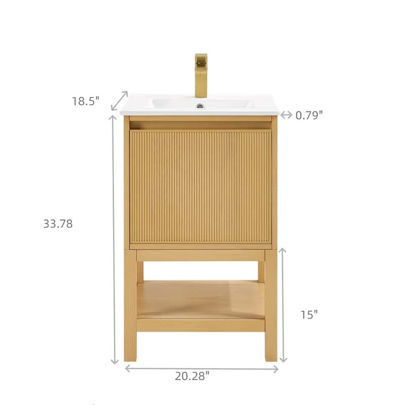 20 Inch Solid Wood Pre-Assembly Bathroom Vanity With Adjustable Shelf