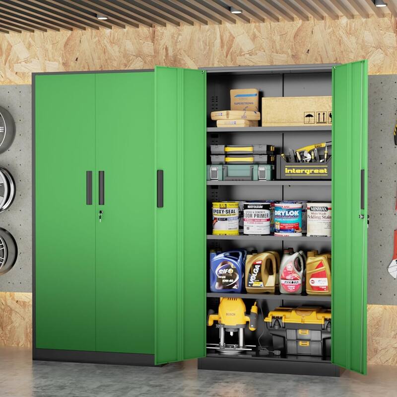 71'' H x 32'' W Metal Garage Storage Cabinet with Locking Doors and Adjustable Shelves