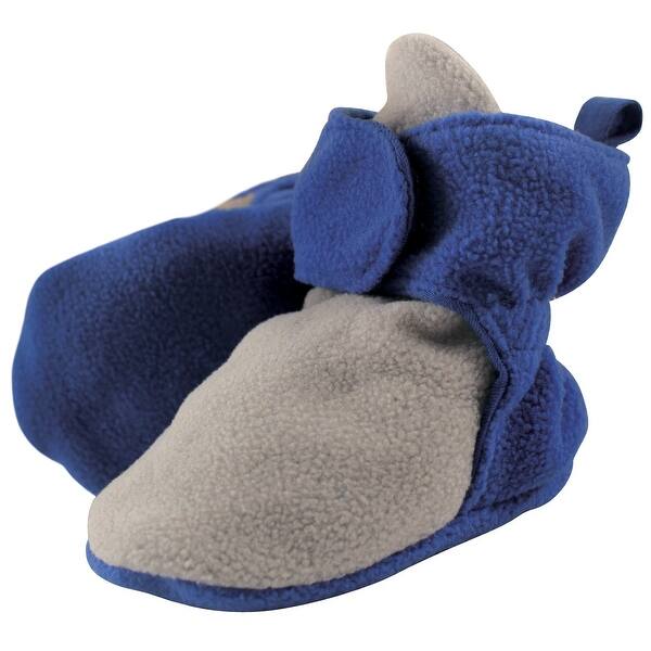 slide 1 of 1, Luvable Friends Baby and Toddler Boy Fleece Booties, Gray Blue 0-6 Months - Gray Blue
