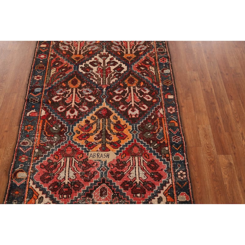 Hand Knotted Oriental 100% Wool Carpet Traditional Geometric Multi-Colored Bakhtiari Runner Rug - 9' 4'' X 3' 4''