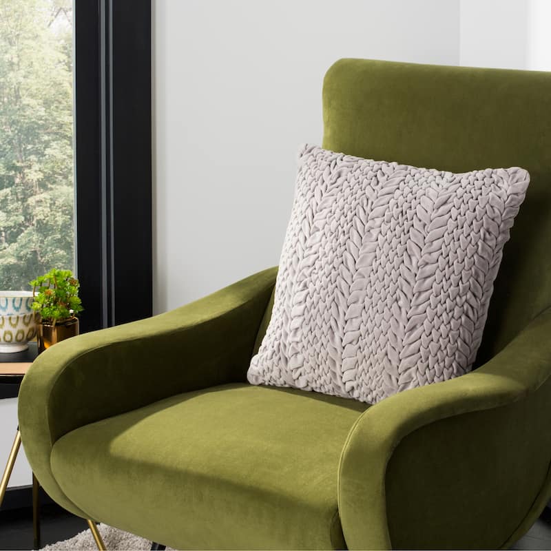 SAFAVIEH Barlett Ruched Grey 20-inch Decorative Pillow