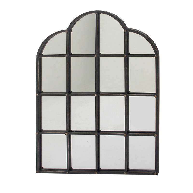 Metal Window Pane Inspired Grid Room Wall Mirror - Copper, Brown, Black - Roche River Decor