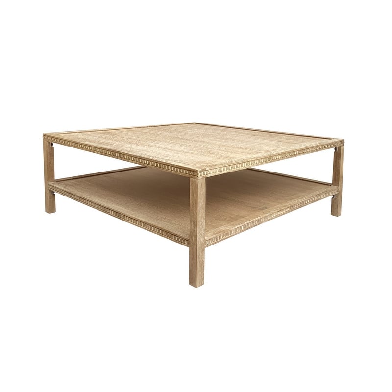 Rohan 42-Inch Square Mango Hardwood Coffee Table with Shelf