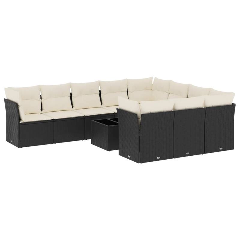 vidaXL Garden Sofa Set Black Poly Rattan Large Modular Garden Sofa Set - 21.7 x 21.7 x 14.6