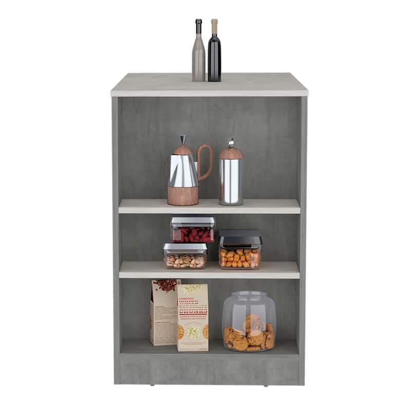 Portree Kitchen Island with 3-Side Shelves