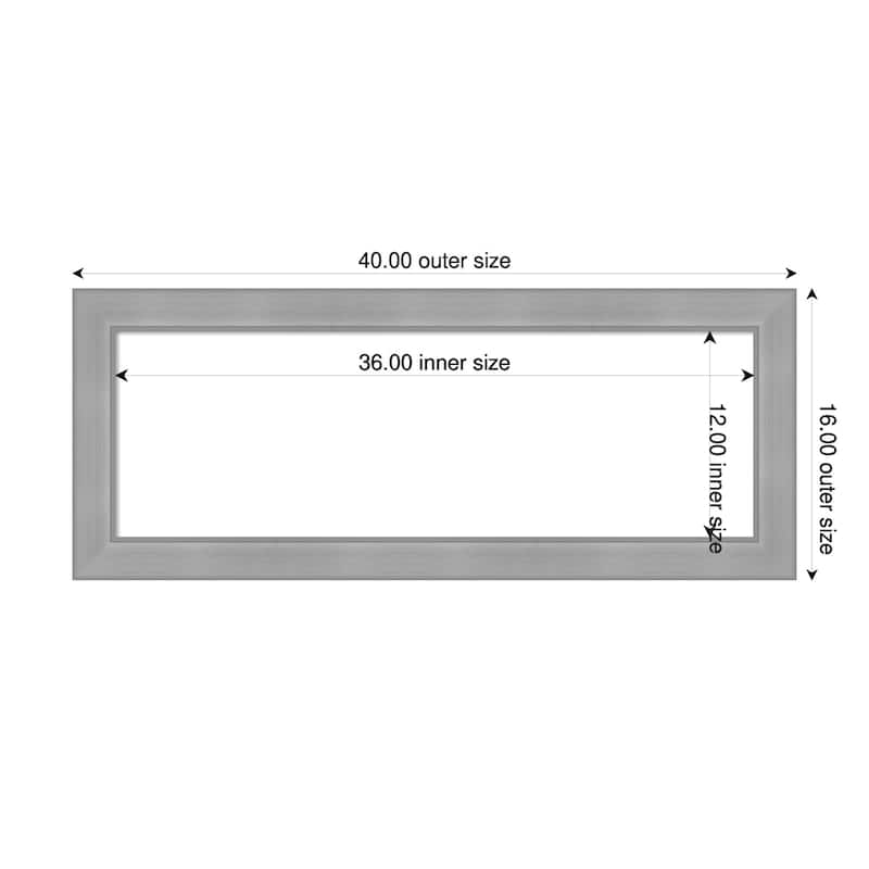 Amanti Art Vista Brushed Nickel Framed Dry Erase Magnetic Board - 40 x 16 in