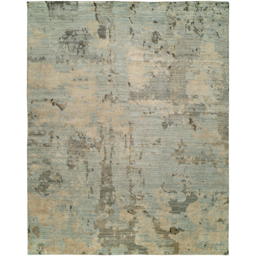 Modern Multi-Colored Hand-Knotted Wool & Viscose Area Rug