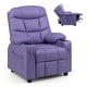preview thumbnail 7 of 64, Costway Kids Youth Recliner Chair PU Leather w/Cup Holders & Side Purple