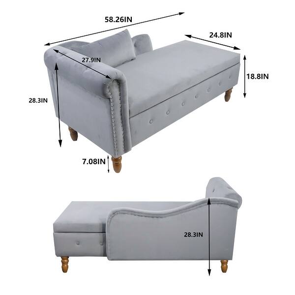 dimension image slide 0 of 5, Velvet Lounge Chair with Storage & Pillow,Modern Upholstered benches for Living Room Bedroom Office